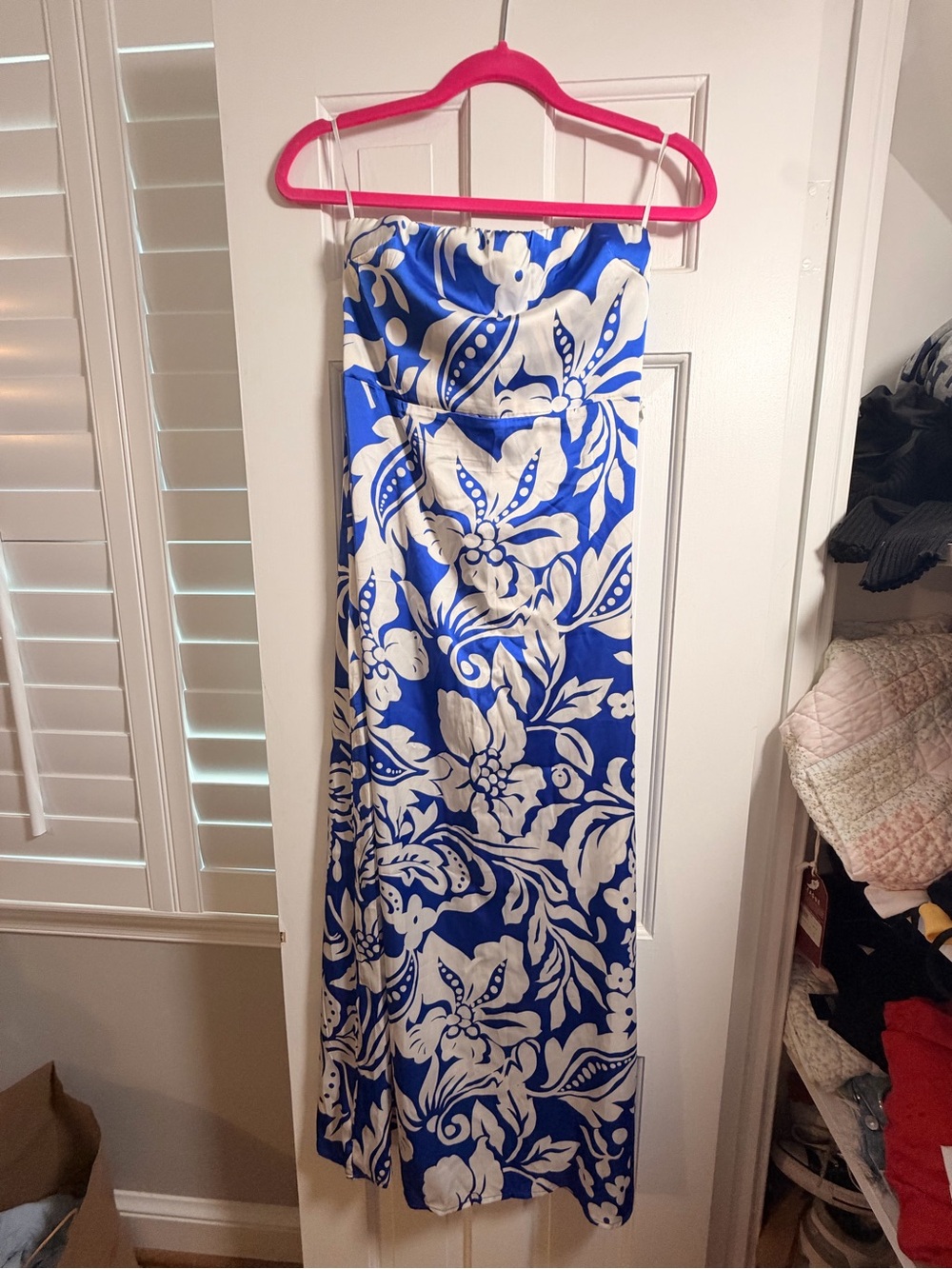 Blue and White Floral Maxi Skirt - Strapless Summer Style